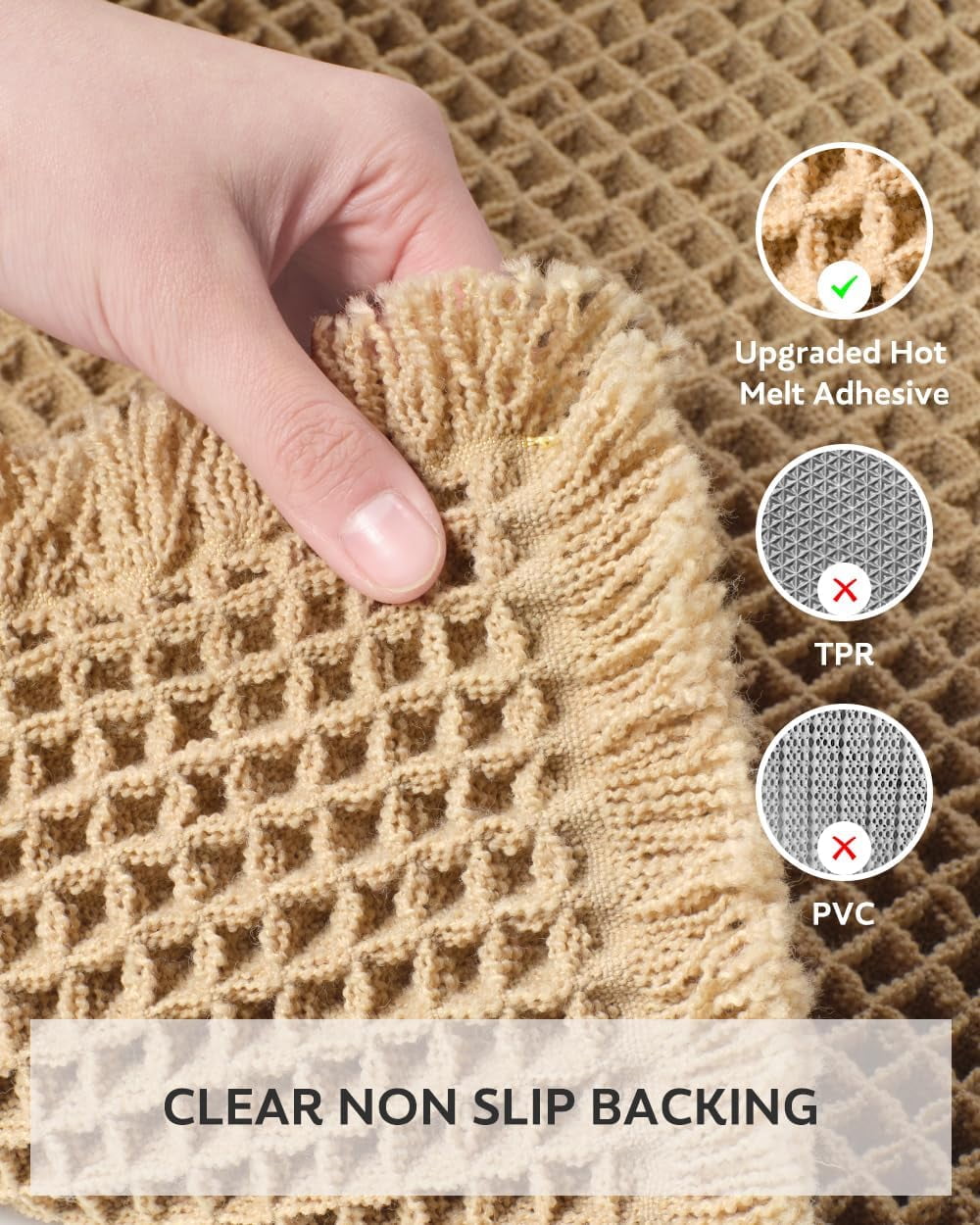 Waffle Bath Mat, Boho Bathroom Rugs Non Slip Washable Super Absorbent Quick Dry Farmhouse Bathroom Decor