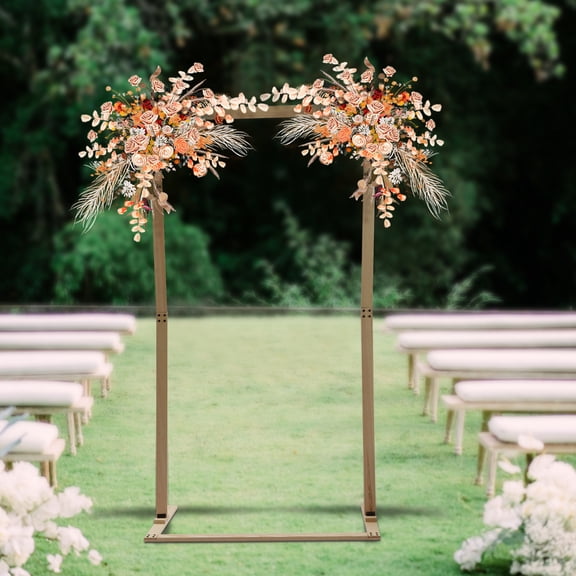 Freestanding Rectangular Wood Color Retro Wooden Wedding Arch for Weddings, Birthday Parties
