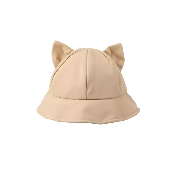 Cute Cat Ears Bucket Hat for Women Girls Fisherman Cap Outdoor Folding Sun Hat