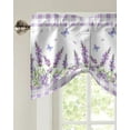 thumbnail image 2 of Purple Lavender Flower Butterfly Purple Plaid Window Curtain Adjustable Tie Up Valance for Living Room Kitchen Window Drapes, 2 of 6
