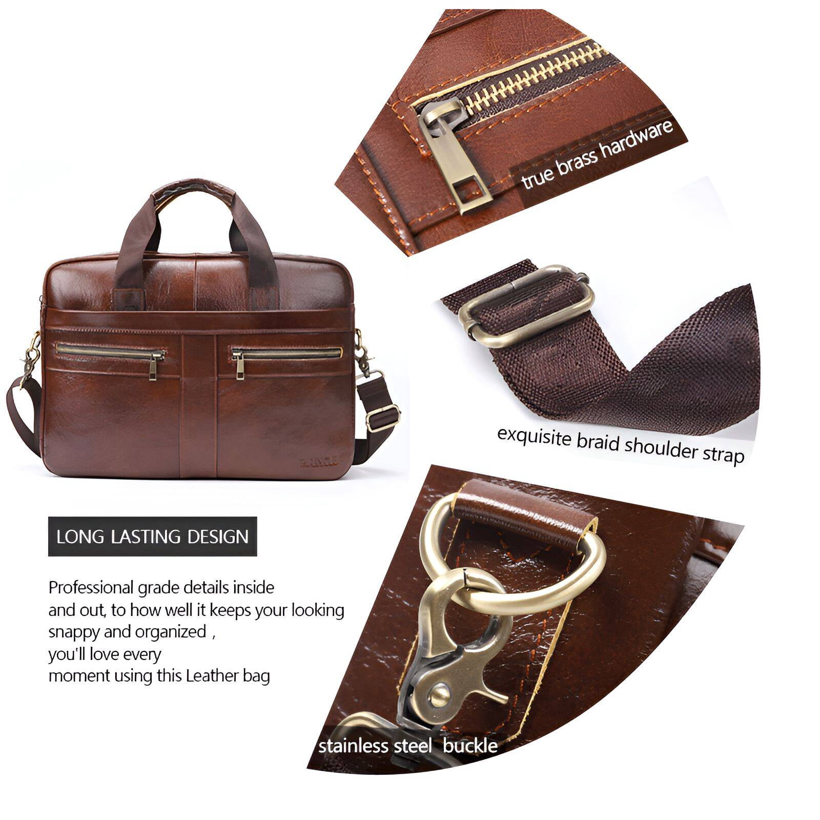 TELOLY Briefcases for Men,High-End Texture Leather Laptop Bag for Men,Three Carrying Options Leather Briefcase for Men,Black