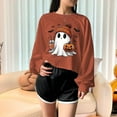 thumbnail image 3 of Kaliqueen Halloween Crop Sweatshirt Women Trendy Halloween Atmosphere Patterns Pullover Tops Casual Long Sleeve Crewneck Fall Spooky Season Sweatshirt, 3 of 4
