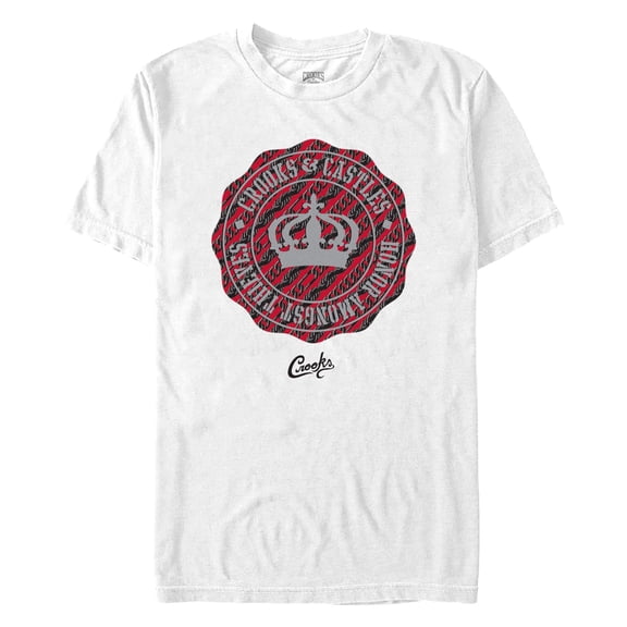 Men's Crooks & Castles Honor Amongst Thieves Red Badge Front and Back Graphic T-Shirt
