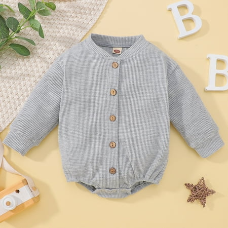 

Baby Girls Boys Winter Long Sleeve Solid Thickened Warm Romper Tops