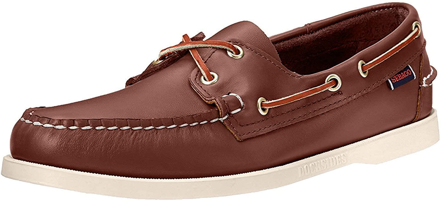 Mens Segabo Litesides Two Eye FLG Brown Classic Leather Boat Shoes Size 