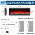thumbnail image 2 of Cosmopolitan Fireplaces Phoenix Univue Series 56-inch Built-in Electric Fireplace with Realistic Flames, Low Noise 1500/750 Watt Fireplace Heater, 2 of 5