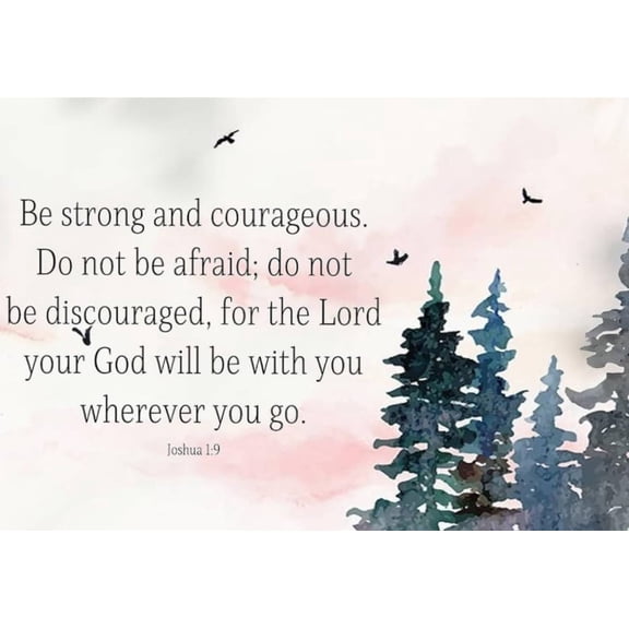 Bible Verse Wall Art, Joshua 1 9 Be Strong and Courageous, Christian Gift, Bedroom Wall Decor poster