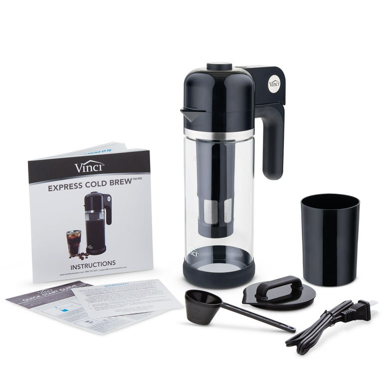 Vinci Express Cold Brew Coffee Maker | Electric, Cold Brew Coffee in 5 Minutes, Glass Carafe, 37 Fluid Ounces, Black