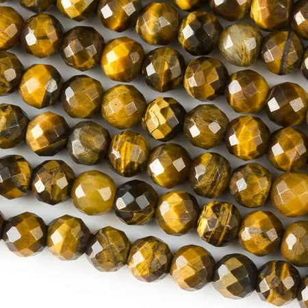 - Cherry Blossom Beads 8 Inch Strand Yellow Tiger Eye 8mm Faceted Large Hole Round Beads with a 2.5mm Drilled Hole