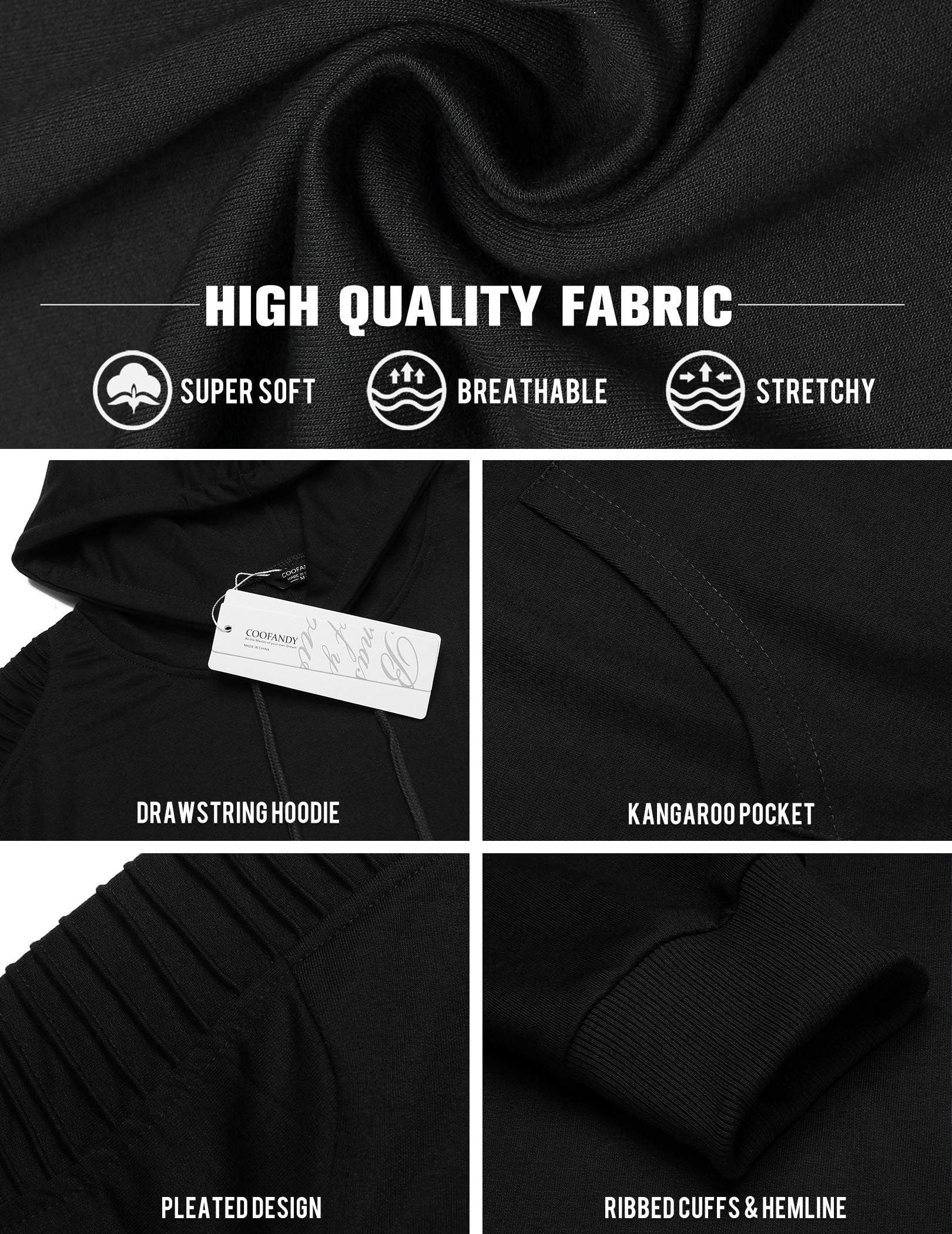 COOFANDY Mens Hoodie Casual Drawstring Athletic Hoodies Hooded Pullover Sweatshirts with Pocket