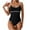 Black, variant on Womens Modest Color Block One Piece Full Coverage Tummy Control Bathing Suit Slimming Long Torso Sporty Swimsuits