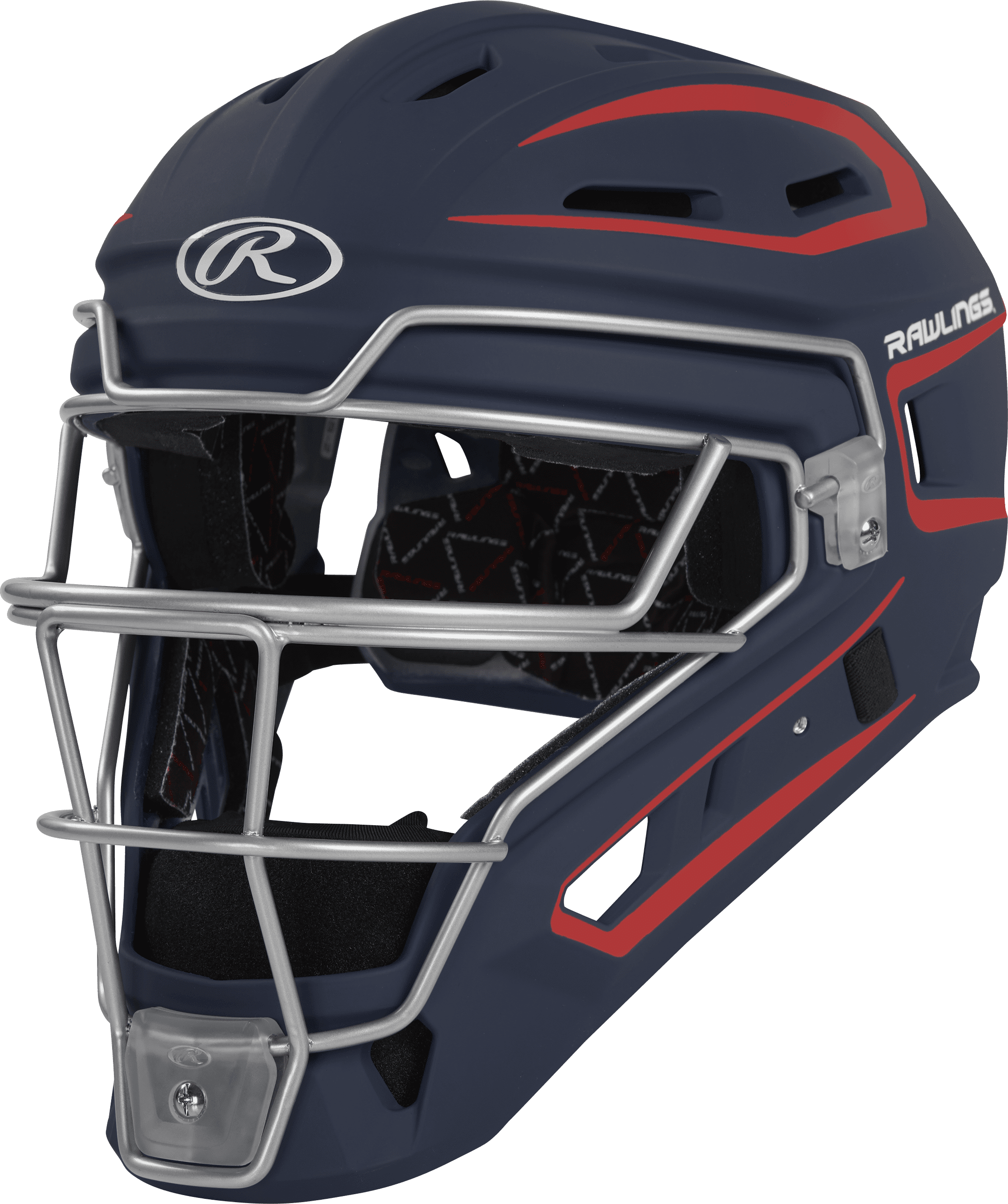 Rawlings Velo Baseball Senior Catcher's Helmet | Navy/Scarlet | Senior