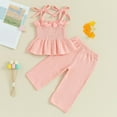 thumbnail image 2 of Infant Baby Toddler Girls Clothes Solid Color Sleeveless Camisole Linen Pants Set Baby Summer Outfits, 2 of 7