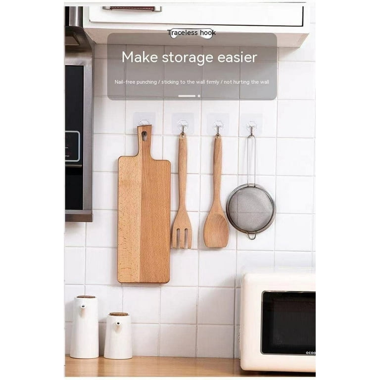 24 Pcs Adhesive Wall Sticky Hooks Hanger Holder Clothes Kitchen Non-Trace Set US