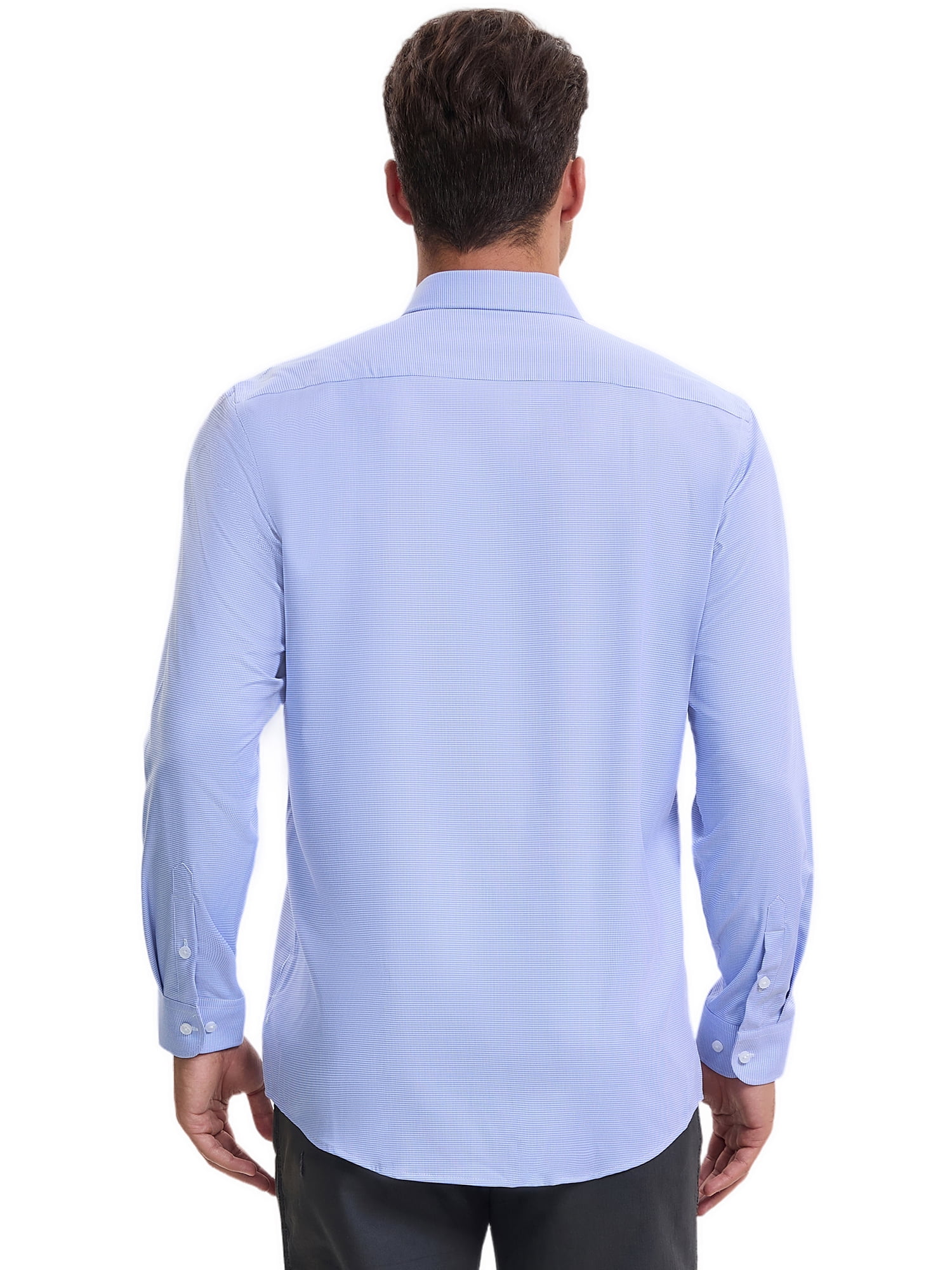 DARING DIVA Men's Plaid Long Sleeved Button Down Houndstooth Dress Shirts L Light Blue
