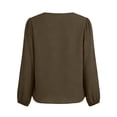 thumbnail image 4 of LEKWK Loose Linen Tops for Women Puff Sleeve V-Neck Button Down Shirt Boho Tops Tunic Tops Solid Pleated Soft Fall Beach Outfits, 4 of 7