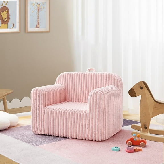Iwicker Kids Sofa Chair Toddler Single Sofa Machine Washable Toddler Reading Armchair Cute Gift for Kids, Pink