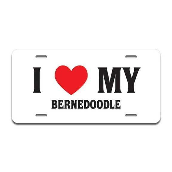 I Love My Bernedoodle Aluminum License Plate