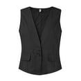 thumbnail image 4 of Ovticza Womens Cotton Linen Vest Casual Loose V Neck Sleeveless Vests Jacket Black L, 4 of 6