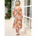 thumbnail image 5 of Vestido largo Simplee para mujer, estilo bohemio, floral, manga larga, naranja, 5 of 5