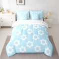 thumbnail image 2 of Homewish Cute Cartoon Floral 7-Piece Bedding Comforter Set,Abstract Daisy Blossom King Bedding Sets,Blue White Bed Sheets For Kids,Super Cozy Room Decor Reversible, 2 of 8