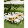 thumbnail image 5 of 54x80 Inch Outdoor Tablecloth with Umbrella Hole Zipper Rectangle Sunflower Rectangular Tablecloths Outside Waterproof Summer Flower Watercolor Vintage Wooden Patio Table Cloth Cover for Picnic Party, 5 of 8