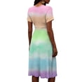 thumbnail image 6 of Minjewel Women's Gradient V-Neck Short Sleeve Ombre Shift Mini Dress - Summer Casual Beach Outfit, Loose Flowy Party Dress, Comfy Vacation Top,Multicolor,2XL, 6 of 6