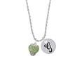 thumbnail image 2 of Delight Jewelry Silvertone Lime Green Crystal Sparkle Spinner Silvertone Script Initial Disc - G - Charm Necklace, 20"+3", 2 of 4