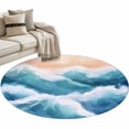 thumbnail image 2 of Round Area Rug 4ft,Blue Waves Summer Beach Washable Carpet Non-Slip Runner Accent Rugs Indoor Floor Mat for Bedroom Living Room Decor,Blue Gradient Ocean Spray, 2 of 9