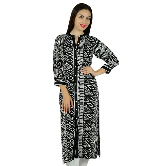 Bimba Women Kurta Designer Long Kurti 3/4 Sleeve Formal Casual Tunic Blouse