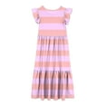 thumbnail image 4 of NaWent Girls Maxi Dress Short Sleeve Casual Long Color Block Dresses with Pockets 6-12 Years Pink 12 Years, 4 of 5