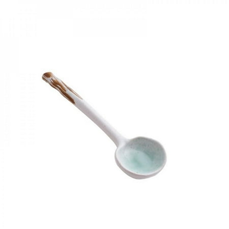 

SweetCandy Japanese Ceramic Spoon Long Handle Home Spoon Soup Spoon Korean Cute Rice Spoon Black Sesame Scene Spoon