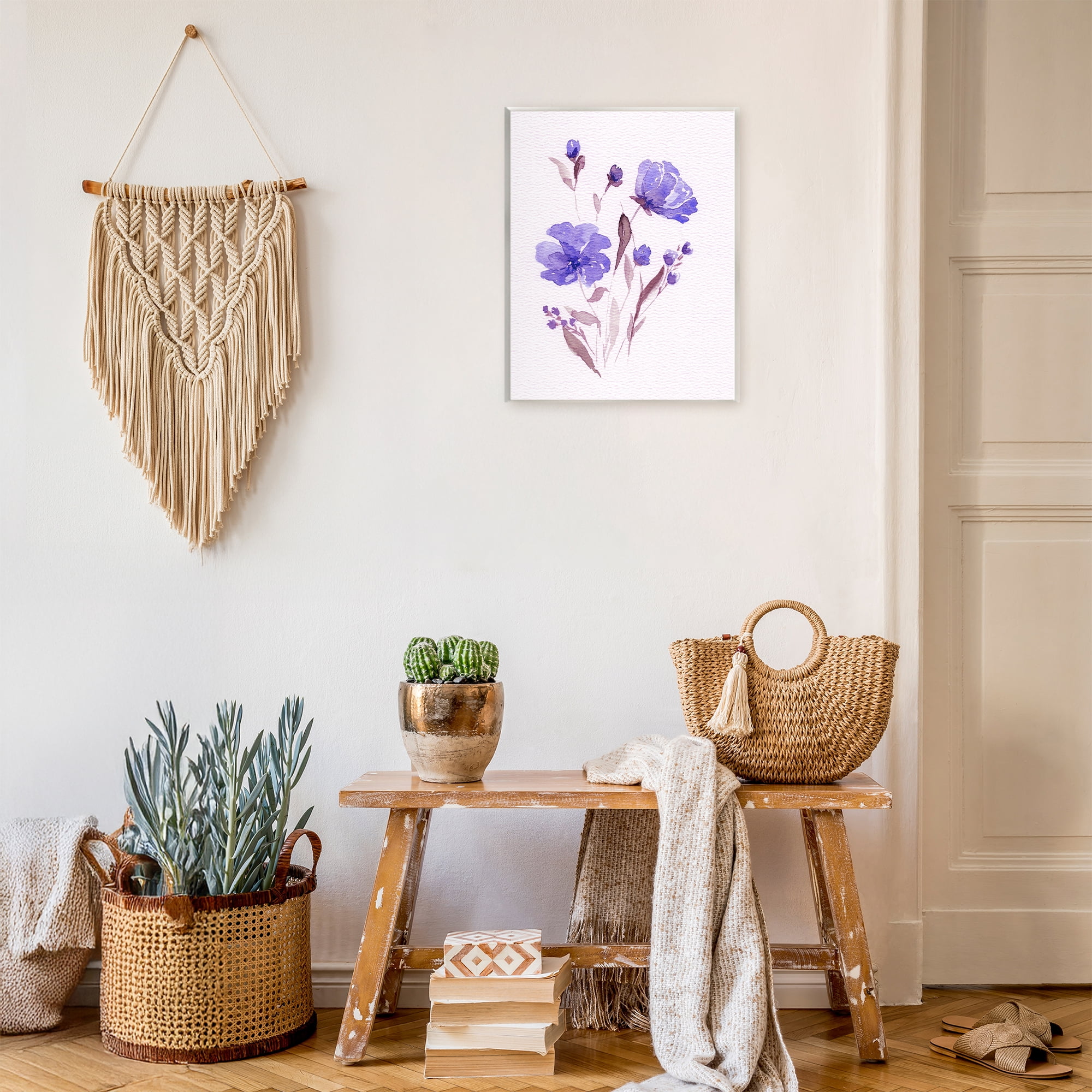 Stupell Industries Watercolor Purple Flowers Wall Plaque Art, design by Leah Noel Art