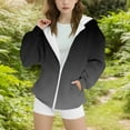 thumbnail image 2 of AINIYS Girl's Zip Up Hoodies Oversized Fleece Thermal Jacket Casual Long Sleeve Sweatshirts Gradient Color Cardigan with Pockets Black 4-5Years, 2 of 4