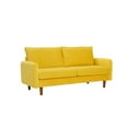 thumbnail image 3 of Wulawindy Loveseat Yellow velvet with wood legs, 3 of 7