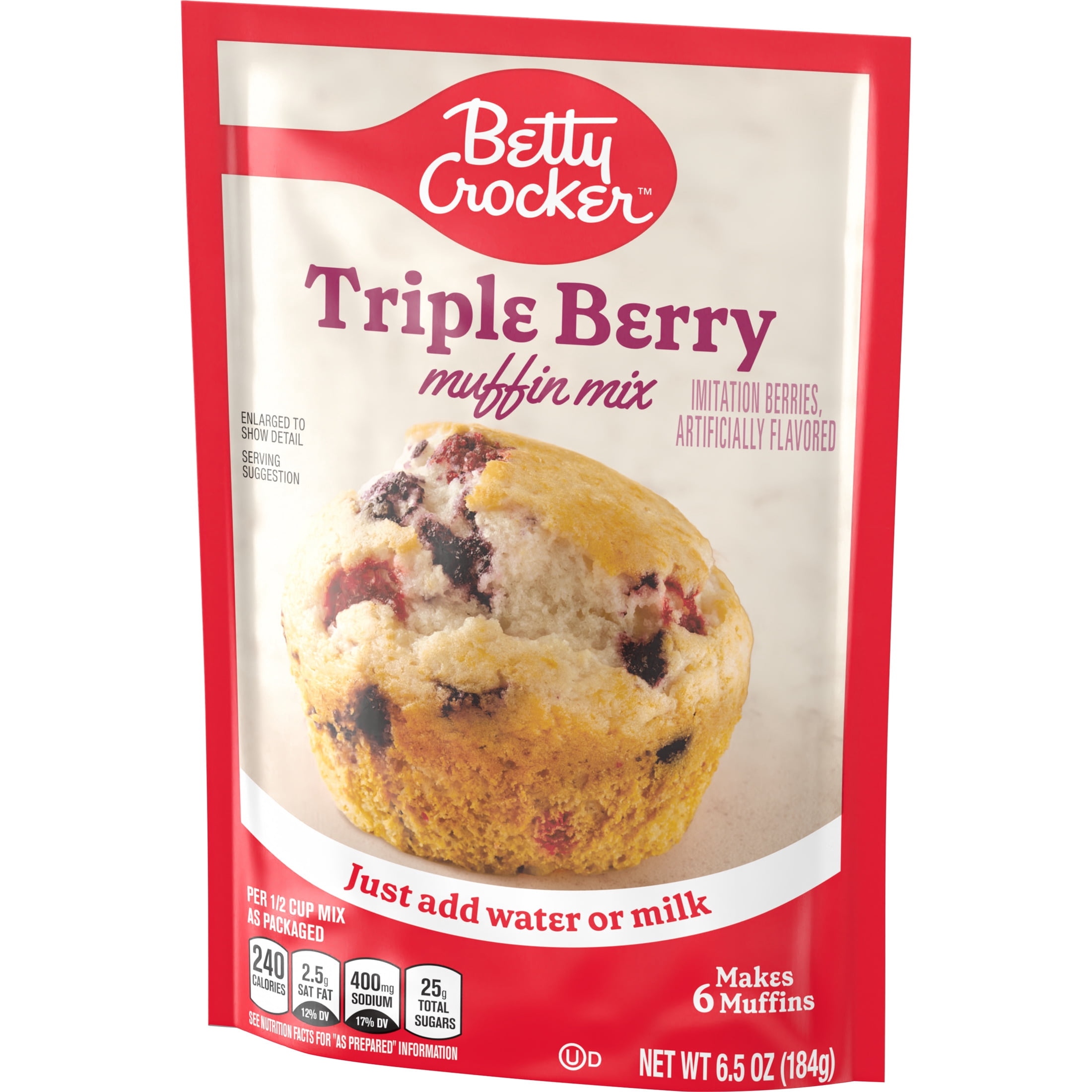 (3 pack) Betty Crocker Triple Berry Muffin Mix, 6.5 oz.