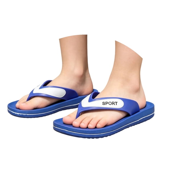GPOECD Flip Flops for Kids Lightweight Boys Beach Sandal Breathable Thong for Summer Outdoor Comfortable On Boys Slippers 4-11Y 03_Blue,11.5