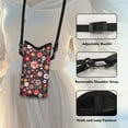 thumbnail image 5 of ZIATUBLES Neoprene Phone Pouch Stylish Portable Cellphone Bag with Removable Detachable Carrying Strap, Hook Loop Fastener Water Resistant Cellphone Purse, 4 X 8 Inch, Floral Black, 5 of 7