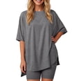 thumbnail image 2 of UAYOTSE Two Piece Short Sets for Women Casual Summer Short Sleeve Crew Neck Lounge Matching Set Spring Outfits,Sizes L, 2 of 8