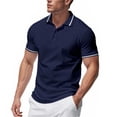 thumbnail image 2 of hoksml Men Short Sleeve Polo Shirt Casual Loose Business Shirts Solid Collared Pullover Button Turndown Collar T-Shirt Short Sleeved Tops, 2 of 9