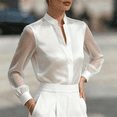 thumbnail image 5 of Satingcolo Women's Sheer Button Up Blouse Tops Dressy Business Casual Fall Mesh Long Sleeve Button Down Work Shirt Top, 5 of 6