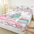 thumbnail image 3 of Manfei Cute Cartoon Train Full Size Sheets,Cute Christmas Tree Bed Sheets,Pink Green White Sheet Sets For Gir L Kids,Breathable Home Decor,4pcs, 3 of 7