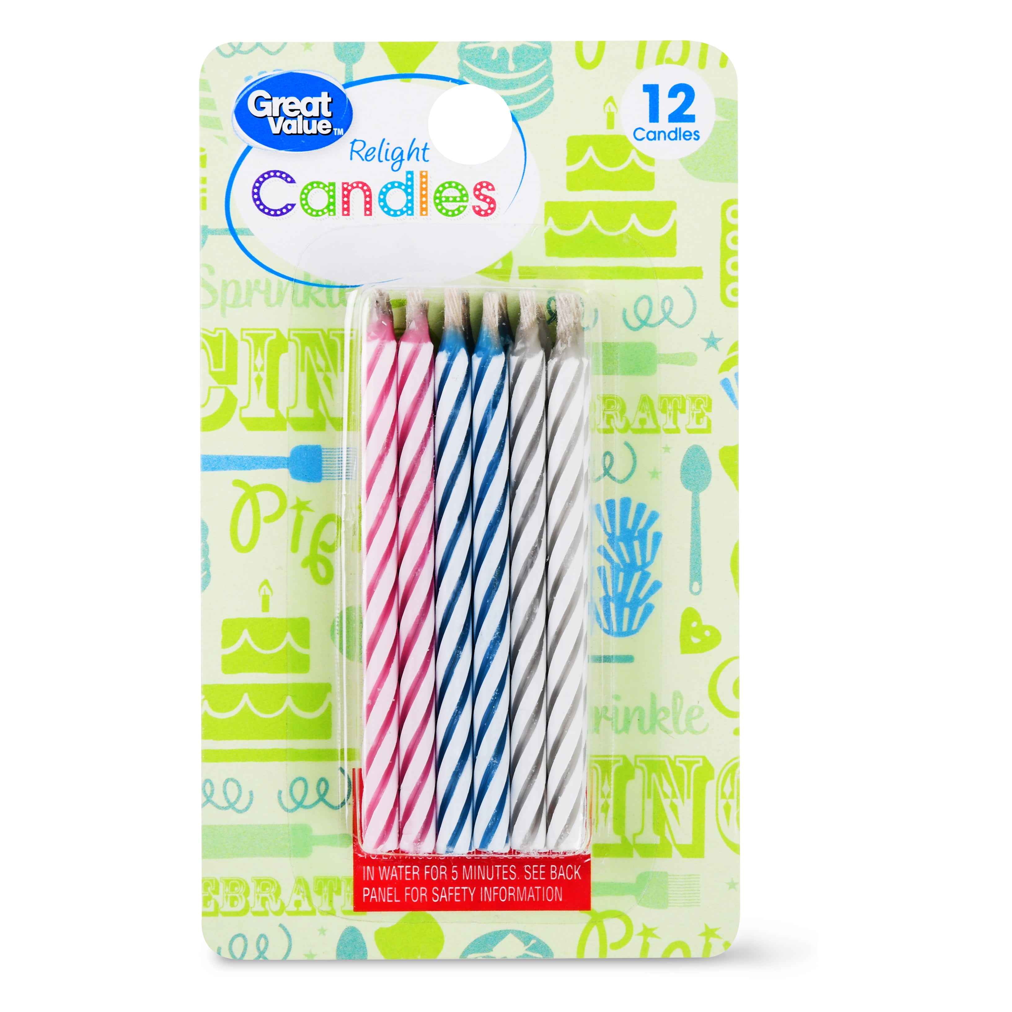 Great Value Relight Spiral Candles, Assorted Colors, 12 Count Walmart