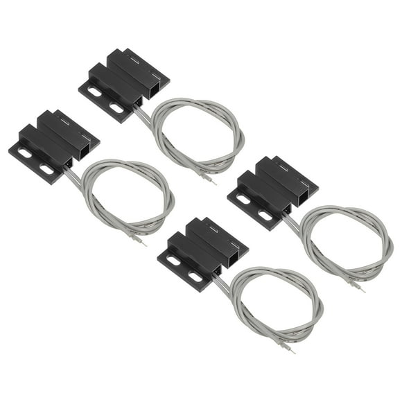Unique Bargains Magnetic Reed Switch, 4 Pack NO Wired Magnetic Contact Switch, Black