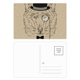 thumbnail image 1 of Estilo británico suave Wolf con sombrero pajarita de cristal patron animal ilustración Set cumpleaños gracias tarjeta postal correo lado 20pcs, 1 of 3
