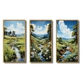 thumbnail image 2 of Designart "In Pasture Countryside Sheep painting" Landscape & Nature Framed Wall Art Set Of 3 - Green Countryside Frame Gallery Wall Set For Home Decor, 2 of 6