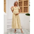 thumbnail image 6 of Yesfashion Wholesale Maternity Dress Summer Ruffle Short Sleeve Square Neck Smocked Midi Dress Baby Shower Photoshoot, 6 of 8