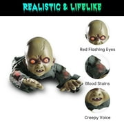 Yescom Halloween Crawling Baby Zombie Creeping Prop Scary Ghost Baby Doll Haunted Home Decor Sound Sensor Flashing Eyes 2026