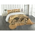 thumbnail image 3 of Ambesonne Vintage Quilted Bedspread Set 3 Pcs, Old Style Car Repair, King Size, Sepia Red, 3 of 5