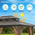 thumbnail image 5 of TROPOW Gazebos for Gardens,10x13ft Hardtop Gazebo,All Seasons Gazebos,Outdoor Polycarbonate Double Roof Canopy,Aluminum Frame Permanent Garden Tent with Curtains and Netting for Patio, Lawns,Khaki, 5 of 6